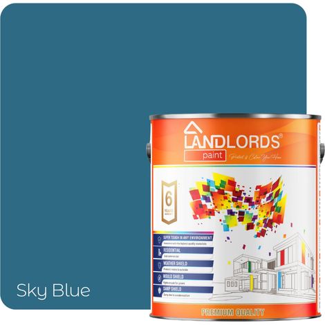 Landlords Paint - Masonry Paint - Best Weatherproof Exterior Wall Protection - Sky Blue - 5L