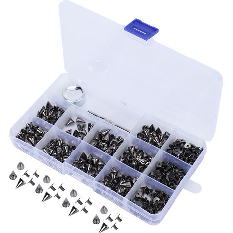 Kit de 200 Rivets Punk en Alliage de Zinc pour Cuir DIY - Boutons Pressions et Outil de Fixation (1/5)