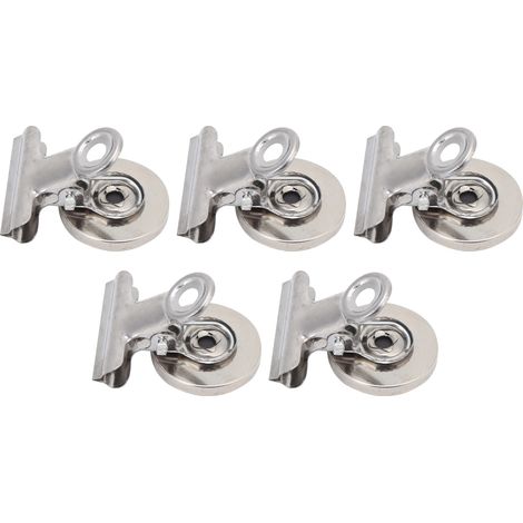 5-teiliges Set mit runden Magnetclips aus vernickeltem Edelstahl mit starkem Magnetverschluss (Silber) (1/5)