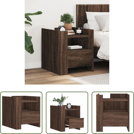 Holzwerkstoff - Nachttisch Braun Eichen-Optik 45x50x50 cm Holzwerkstoff (1/5)