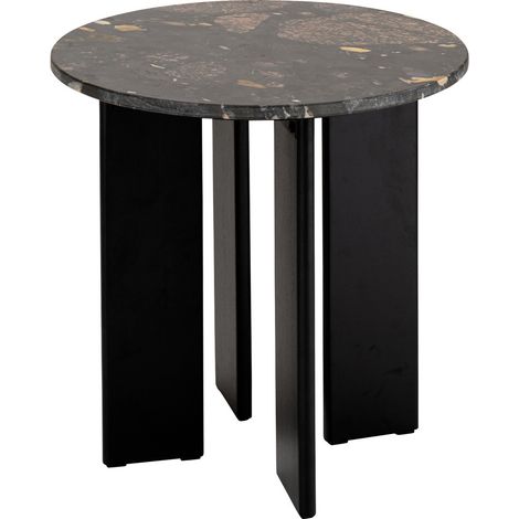 Table d'Appoint en Marbre "Mathilde" 50cm Noir & Pêche (1/5)