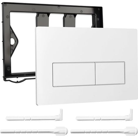 Placa de descarga para inodoro, compatible con Geberit Sigma 01/20/21/30/40/50, UP300 y UP320, con doble descarga, con palancas de descarga y marco de instalación (blanco). (1/5)