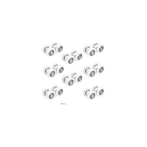 6,5 x 1,9 cm Roulettes Porte Coulissante – Lot de 8 Pièces, Roues en Caoutchouc pour Porte de Douche et Coulissante