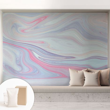 Tapete Vliestapete mit Kleber - abwaschbar - Tapete mit Motiv - trendige Wanddeko - elegant Fototapete Pastellfarbener Wirbel 208x146 cm (1/5)