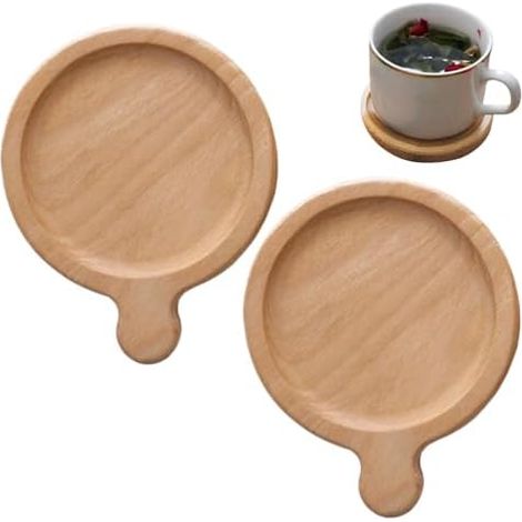 Dessous de verre en bois Lot de 2 – Dessous de verre en bois, protection de table, pour la maison, le restaurant, la cuisine, assiettes, bols, verres à vin, à bière et à café (1/5)