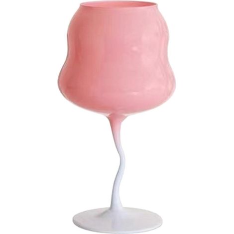 Verre à vin torsadé style macaron vintage - Élégant verre à champagne aux couleurs acidulées, idéal pour un dîner romantique, une fête ou une décoration intérieure. Rose et bleu. (1/5)