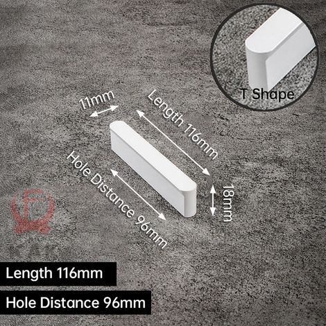 (T-96 mm, lot de 2) Poignées de meuble blanches en alliage d'aluminium, accessoires de quincaillerie (1/3)