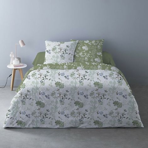 Housse de couette 240x220 Hana vert + 2 taies (1/3)