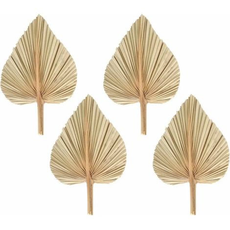 4 Pièces Feuilles de Palmier Séchées Naturelles, Éventails Tropicaux Déco Bohème, Lances de Palmier Artificielles pour Vase, Plantes Fausses Vertes (1/4)
