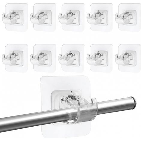 10 Supports Tringle Auto-adhesifs Transparents (1/5)