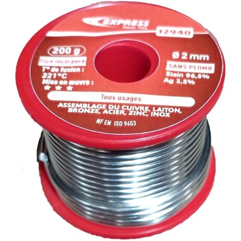 12940 12940METAL APORTACION 200GR. 96,5%Sn/3,5%Ag-2MM