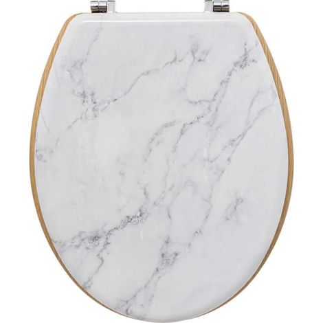 Abattant WC Imprimé Marbre "Léa" 46cm Blanc (1/3)