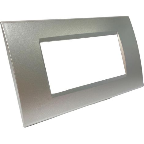 Placchetta per interruttore a 4 posti  silver cassetta 504 compatibile con bticino living light supporto cover (1/2)