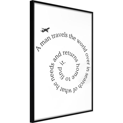 Affiche Murale Encadrée "Travel Broadens the Mind" 21 x 30 cm Noir