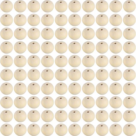 100Pcs 25MM Wooden Beads Round Decoration Wood Beads for Jewelry Making/DIY Crafting (1/5)