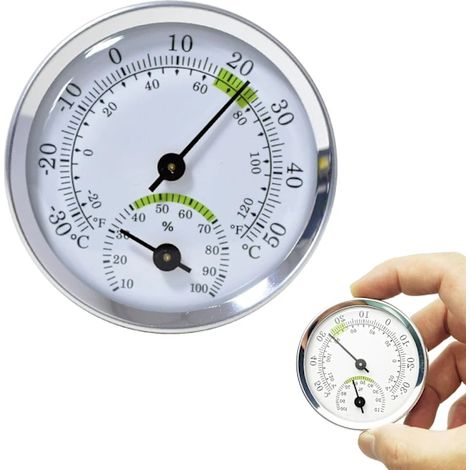 Hygromètre-thermomètre /EA/, thermomètre d'intérieur et d'extérieur, capteur d'humidité, hygromètre analogique, sans pile (1/2)