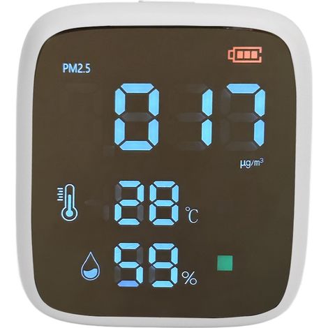 PM2,5-Raumluftqualitätsmonitor, tragbarer Mini-Sensor, Temperatur- und Feuchtigkeitsmesser mit Sofortalarm (1/5)