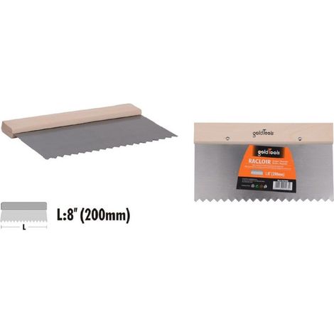 Trade Shop - Spatola Raschietto Dentato Acciaio Impugnatura Legno 8″ 200 Mm Ferramenta 90466 - (1/2)