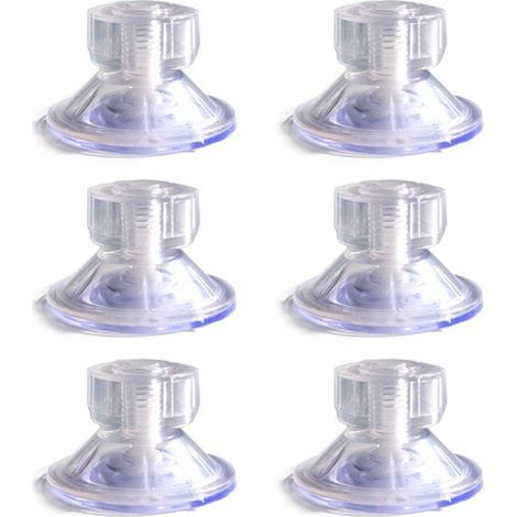 Robuster, transparenter Saugnapf mit Feststellmutter, Set mit 6 manuell verstellbaren Saugnäpfen mit Sicherungsring (4,5 cm - durchscheinend)