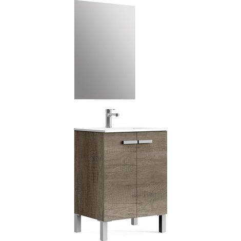 Mélamine 16 mm céramique Miroir Meubles de Salle de Bain avec lavabo, 60 cm (1/5)
