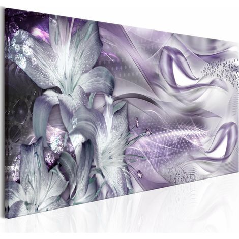 Tableau lys et vagues violet pâle étroit - 135 x 45 cm (1/4)