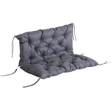 Coussin de banc réversible pour balancelle et canapé de jardin, dossier et assise 100x98x8 cm, gris, rembourrage épais confortable (1/5)