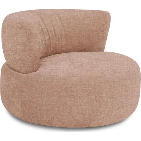 Fauteuil rond pivotant 360° en tissu chiné bois de rose - TALIA