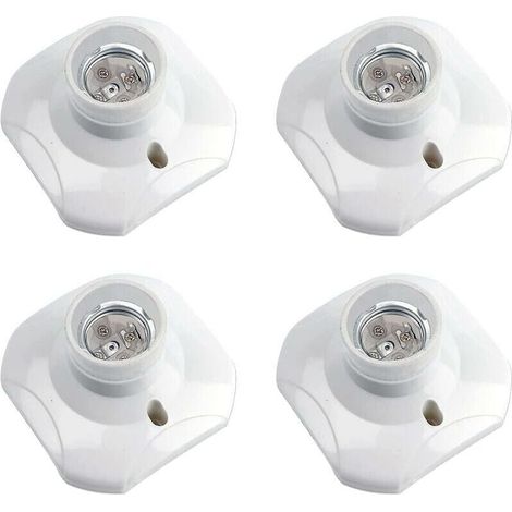 Portalampada a vite E27 per plafoniere, portalampada E27 per garage, 220–240 V CA, portalampada a LED, base E27 per plafoniere, base in plastica bianca per applique, confezione da 4 (1/4)