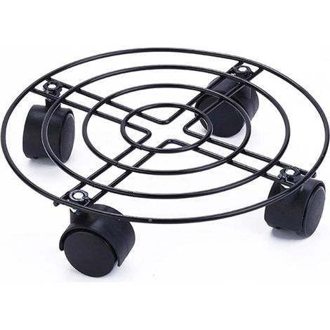Support de pot de fleurs en métal avec roulettes en fer robuste pour déplacer un vase de jardin, un pot de fleurs (lot de 1) (1/5)