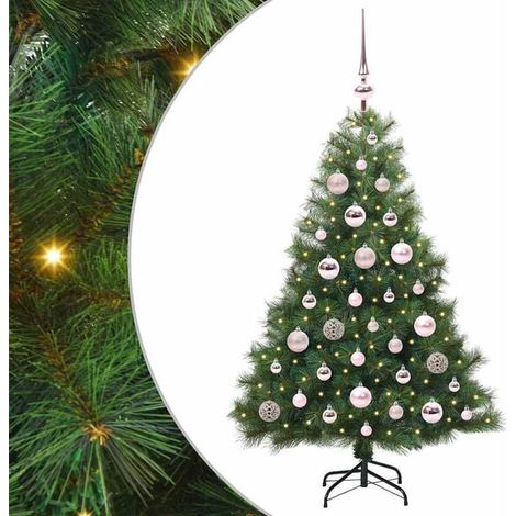 Sapin de Noël artificiel avec 150 lumières LED, vert, 120 cm, en PE et PVC. (1/5)