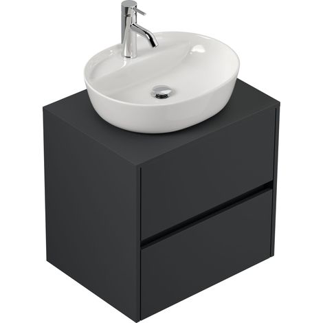 Badmöbel Taifun 60cm mit ovalem Aufsatzwaschbecken grafit