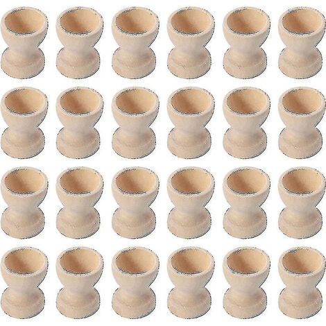 Lot de 24 coquetiers en bois, boîtes à œufs, supports de rangement pour œufs, coquetiers de Pâques pour la maison (1/3)