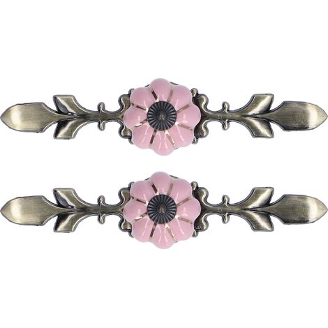 2 pièces Poignées de tiroir Céramique Peintes Main Style Campagnard Chinois Rose pour Meuble Décor (1/5)