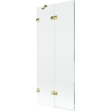 Mexen Lunar Duschwand 2-flügelig links 80 x 150 cm, transparent, gold - 897-080-100-50-00-L (1/5)