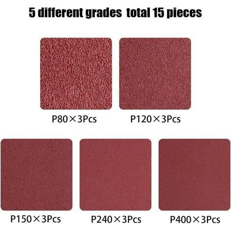 Bande Abrasive , Bande de Ponceuse 100 x 610 mm（15 pièces) , Bandes Abrasives Mixte (3x grains 80/120/150/240/400) pour Ponceuses à Bande，bande abrasive de ponceuse (1/3)