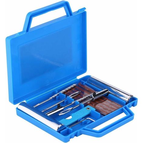 Kit de reparación de neumáticos, 7 piezas, kit profesional de diagnóstico de neumáticos de metal, herramienta confiable para reparación de pinchazos de neumáticos sin cámara para automóviles y motocic (1/5)