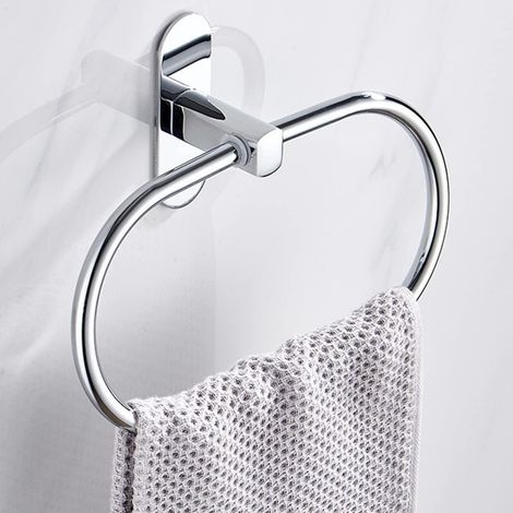 Porte-Serviettes sans Perçage, Porte-Serviettes Rond, Porte-Serviettes de Salle de Bain en Acier Inoxydable, Porte-Serviettes Autocollant (1/5)