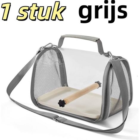 Cage de transport portable pour petits oiseaux 25,5 x 19 x 18 cm avec structure verticale tapis confortable et plateau pour oiseaux et petits lézards couleur grise (1/5)
