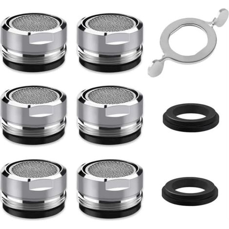 Aérateur de robinet M24, lot de 6 aérateurs de robinet économes en eau avec filtre, en acier inoxydable et ABS - Accessoires pour robinetterie de cuisine (1/4)