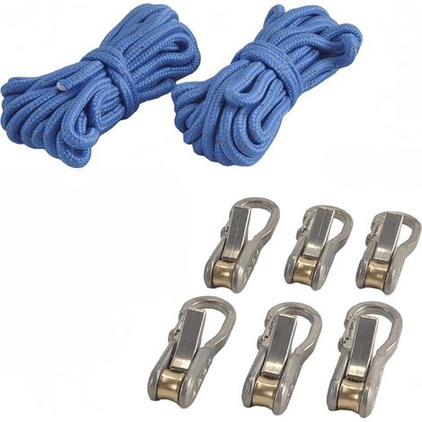 Rope Roller Cam Lock Tensioner, outil de serrage à corde avec accessoires, paracorde, pour le camping en plein air, la randonnée (6 tendeurs crochets 2 cordes) (1/5)