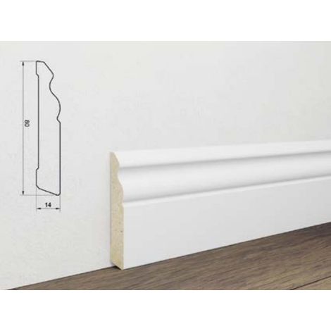 10 pezzi Battiscopa Barocco Mdf Rivestito Bianco Elegance mm15x80x2400