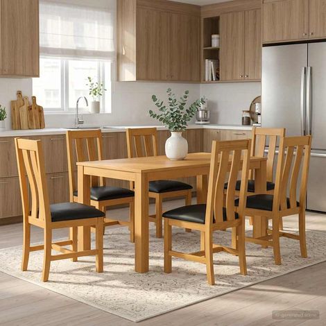 vidaXL Ensemble de salle à manger 7 pc Noir Bois de chêne massif (1/5)