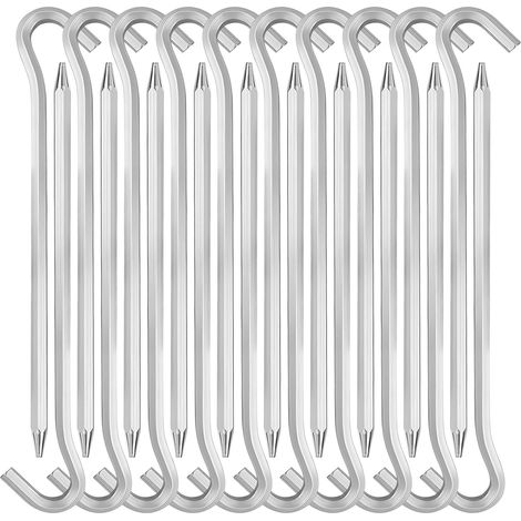 Sollbry 18 cm Aluminium-Zeltheringe mit Haken, 20 Haken für Camping-Markisen, sichere Bodenunterstützung für Outdoor-Dekorationen und Planen, Silber (1/5)
