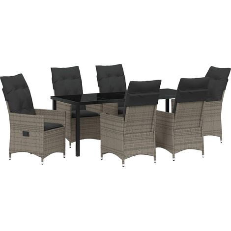 Maison Exclusive - Set da Pranzo per Giardino con cuscino 7 pcs Grigio polyrattan