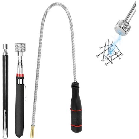 3 Pièces Aimant Télescopique, Acier Inoxydable, Poignée Ergonomique, Outil Récupérateur, Pour Atelier Et Maison (1/5)