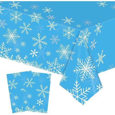 2er Set Weihnachtstischdecke Schneeflocken 137x274cm abwaschbar & wasserabweisend