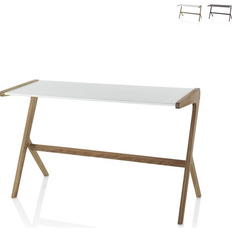 Scrivania ufficio moderna in legno design minimalista Allison - Bianco