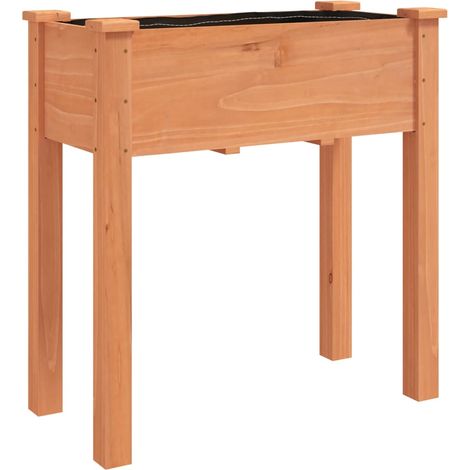 Macetero arriate elevado plantas flores terraza jardín con forro 71 x 37 x 76 cm madera maciza de abeto marrón 020038143