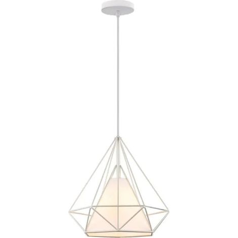 Lustre Ssupension en Diamant avec Abat-jour Métal Lampe Suspension Industrielle Moderne Style Nordique pour Salon Chambre (1/4)
