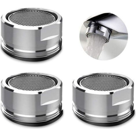 3 Pièces Mousseur Robinet, Aerateur Robinet Filtre Robinet avec Joint D'étanchéité Pour Cuisine, Salle de Bain - Argent (Diamètre extérieur 24MM)